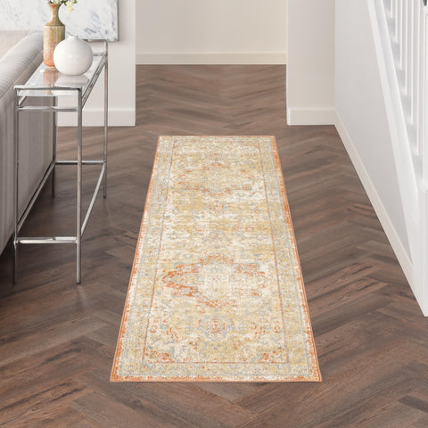 Nourison Essentials Indoor/Outdoor Beige Rust 2'2" x 7'6" Area Rug, Non Shedding, Bed Room, Living Room, Dining Room, Backyard, Deck, Patio (2x8)