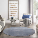 Nourison Essentials Indoor/Outdoor Blue/Grey 6' x Round Area Rug, Easy Cleaning, Non Shedding, Bed Room, Living Room, Dining Room, Backyard, Deck, Patio (6 Round)