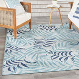 Nourison Garden Oasis Indoor/Outdoor Blue 4' x 6' Area Rug, Easy Cleaning, Non Shedding, Bed Room, Living Room, Dining Room, Backyard, Deck, Patio (4x6)