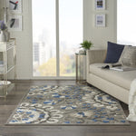 Nourison Aloha Indoor/Outdoor Floral Grey/Multi 3'6" x 5'6" Area Rug (4' x 6'), 3'6"X5'6",