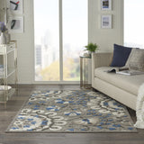 Nourison Aloha Indoor/Outdoor Floral Grey/Multi 3'6" x 5'6" Area Rug (4' x 6'), 3'6"X5'6",