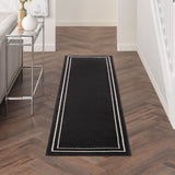 Nourison Essentials Black Ivory 2'2" x 12' Area Rug Easy Clean, Non Shedding, Bed Room, Living Room, Dining Room, Kitchen (12' Runner)