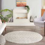 Nourison Passion Bohemian Ivory/Grey 4' x Round Area -Rug, Easy -Cleaning, Non Shedding, Bed Room, Living Room, Dining Room, Kitchen (4 Round)