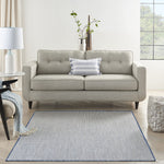Nourison Courtyard Indoor/Outdoor Ivory Blue 4' x 6' Area Rug, Geometric, Easy Cleaning, Non Shedding, Bed Room, Living Room, Dining Room, Deck, Patio, Backyard (4x6)