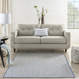 Nourison Courtyard Indoor/Outdoor Ivory Blue 4' x 6' Area Rug, Geometric, Easy Cleaning, Non Shedding, Bed Room, Living Room, Dining Room, Deck, Patio, Backyard (4x6)