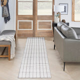 Nourison Washables Geometric Ivory 2'2" x 8' Area -rug, Easy -cleaning, Non Shedding, Bed Room, Living Room, Dining Room, Kitchen (2x8)