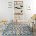 Nourison Passion Transitional Blue/Multicolor 3'9" x 5'9" Area Rug, Easy Clean, Non Shedding, Bed Room, Living Room, Dining Room, Kitchen (4x6)