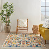 Nourison Allur Traditional Ivory/Multi 3' x 5' Area-Rug, Easy-Cleaning, Non Shedding, Bed Room, Living Room, Dining Room, Kitchen (3x5)