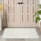 Nourison Versatile Indoor/Outdoor Ivory/White 2' x 4' Area Rug, Easy Cleaning, Non Shedding, Bed Room, Living Room, Dining Room, Backyard, Deck, Patio (2x4)