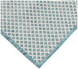 Nourison Courtyard Indoor/Outdoor Ivory Aqua 3' x 5' Area Rug, Geometric, Easy Cleaning, Non Shedding, Bed Room, Living Room, Dining Room, Deck, Patio, Backyard (3x5)