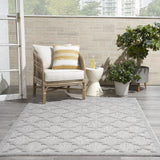 Nourison Easy Care Moroccan Silver Grey 4' x 6' Area Rug, Trellis, Easy Cleaning, Non Shedding, Bed Room, Living Room, Dining Room, Backyard, Deck, Patio (4x6)