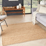 Nourison Natural Jute Solid Natural 4' x Square Area -rug, Easy -cleaning, Non Shedding, Bed Room, Living Room, Dining Room, Kitchen (4 Square)