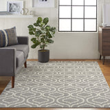 Nourison Jubilant Trellis Grey 5'3" x 7'3" Area -Rug, Easy -Cleaning, Non Shedding, Bed Room, Living Room, Dining Room, Kitchen (5x7)