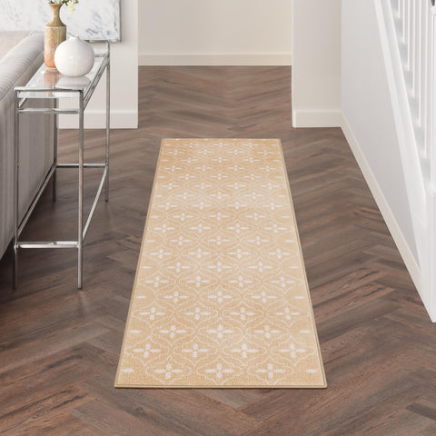 Nourison Essentials Indoor/Outdoor Beige Ivory 2'2" x 7'6" Area -Rug, Easy -Cleaning, Non Shedding, Bed Room, Living Room, Dining Room, Backyard, Deck, Patio (2x8)