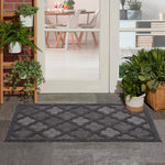 Nourison Easy Care Moroccan Charcoal/Black 2' x 4' Area -Rug, Trellis, Easy -Cleaning, Non Shedding, Bed Room, Living Room, Dining Room, Backyard, Deck, Patio (2x4)
