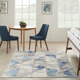 Nourison Elation Grey/Multi 5'3" x 7'3" Area Rug, Geometric, Modern, Easy Clean, Non Shedding, Bed Room, Living Room, Hallway, (5x7)