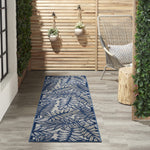 Nourison Aloha Indoor/Outdoor Ivory/Navy 2' x 6' Area Rug, Easy Cleaning, Non Shedding, Bed Room, Living Room, Dining Room, Backyard, Deck, Patio (2x6)
