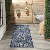 Nourison Aloha Indoor/Outdoor Ivory/Navy 2' x 6' Area Rug, Easy Cleaning, Non Shedding, Bed Room, Living Room, Dining Room, Backyard, Deck, Patio (2x6)