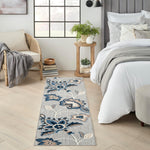 Nourison Aloha Blue Grey 2' x 6' Area Rug Easy Clean, Non Shedding, Bed Room, Living Room, Dining Room, Kitchen (6' Runner)
