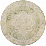 Nourison Astra Machine Washable Ivory Green 5'3" x Round Area Rug, Easy Clean, Non Shedding, Bed Room, Living Room, Dining Room, Kitchen (5' Round)