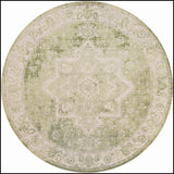 Nourison Astra Machine Washable Ivory Green 5'3" x Round Area Rug, Easy Clean, Non Shedding, Bed Room, Living Room, Dining Room, Kitchen (5' Round)