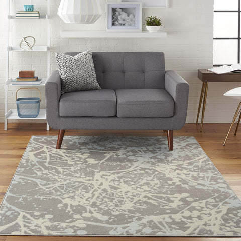 Nourison Jubilant Abstract Grey 5'3" x 7'3" Area Rug, Easy Cleaning, Non Shedding, Bed Room, Living Room, Dining Room, Kitchen (5x7)