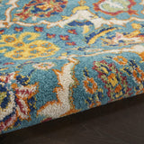 Nourison Allur Traditional Turquoise Ivory 2'3" x 7'6" Area -Rug, Easy -Cleaning, Non Shedding, Bed Room, Living Room, Dining Room, Kitchen (2x8)