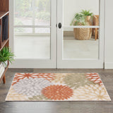 Nourison Washables 32x48 Outdoor Polypropylene Fabric Rug in Ivory/Multi-Color