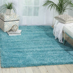 Nourison Amore Shag Aqua 3'11" x 5'11" Area-Rug, Easy-Cleaning, Non Shedding, Bed Room, Living Room, Dining Room, Kitchen (4x6)