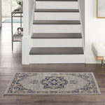 Nourison Tranquil Persian Grey/Navy 2' x 4' Area -Rug, Easy -Cleaning, Non Shedding, Bed Room, Living Room, Dining Room, Kitchen (2x4)