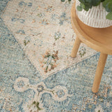 Nourison Astra Machine Washable Traditional Silver Blue 4' x 6' Area -Rug, Easy -Cleaning, Non Shedding, Bed Room, Living Room, Dining Room, Kitchen (4x6)