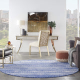 Nourison Whimsicle Tribal Navy Ivory 8' x round Area Rug, Easy Cleaning, Non Shedding, Bed Room, Living Room, Dining Room, Kitchen (8 Round)