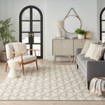 Nourison Aloha Indoor/Outdoor Ivory/Grey 3'6" x 5'6" Area Rug, Easy Cleaning, Non Shedding, Bed Room, Living Room, Dining Room, Kitchen (4x6)