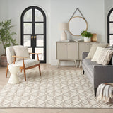 Nourison Aloha Indoor/Outdoor Ivory/Grey 3'6" x 5'6" Area Rug, Easy Cleaning, Non Shedding, Bed Room, Living Room, Dining Room, Kitchen (4x6)