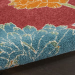 Nourison Allur Red Multicolor 2'3" x 7'6" Area Rug, Modern, Floral, Bed Room, Living Room, Dining Room, Kitchen, Easy Cleaning, Non Shedding, (8' Runner)