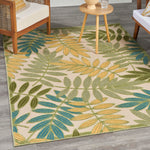 Nourison Aloha Floral Indoor/Outdoor Green Multicolor 5'3" x 7'5" Area Rug, Easy Clean, Non Shedding, Bed Room, Living Room, Dining Room, Backyard, Deck, Patio (5x7)