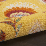 Nourison Allur Floral Yellow Multicolor 5'3" x 7'3" Area -rug, Easy -cleaning, Non Shedding, Bed Room, Living Room, Dining Room, Kitchen (5x7)