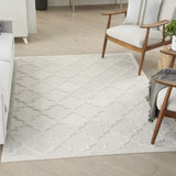 Nourison Easy Care Moroccan Ivory/White 4' x 6' Area Rug, Trellis, Easy Cleaning, Non Shedding, Bed Room, Living Room, Dining Room, Backyard, Deck, Patio (4x6)
