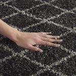 Nourison Geometric Shag Moroccan Charcoal 2'2" x 3'9" Area -Rug, Easy -Cleaning, Non Shedding, Bed Room, Living Room, Dining Room, Kitchen (2x4)