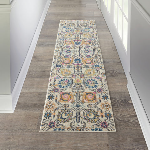 Nourison Passion Ivory/Multi 2'2" x 7'6" Area Rug, Boho, Moroccan, Bed Room, Living Room, Dining Room, Kitchen, Easy Cleaning, Non Shedding, (8' Runner)