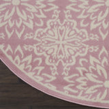 Nourison Jubilant Floral Ivory/Pink 5'3'' x Round Area-Rug, Easy-Cleaning, Non Shedding, Bed Room, Living Room, Dining Room, Kitchen (5 Round)