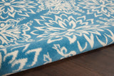 Nourison Jubilant Floral Ivory/Blue 5'3'' x 7'3'' Area-Rug, Easy-Cleaning, Non Shedding, Bed Room, Living Room, Dining Room, Kitchen (5x7)