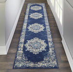 Nourison Grafix 2'3" x 10' Navy Blue Transitional Indoor Rug