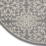 Nourison Jubilant Floral Ivory/Grey 5'3'' x Round Area-Rug, Easy-Cleaning, Non Shedding, Bed Room, Living Room, Dining Room, Kitchen (5 Round)