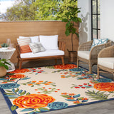 Nourison Aloha Indoor-Outdoor Modern Multicolor 3'6" x 5'6" Area Rug, Easy Cleaning, Non Shedding, Bed Room, Living Room, Dining Room, Kitchen (4x6)