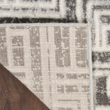 Nourison Serenity Home Geometric Grey Ivory 3'11" x 5'11" Area -Rug, Easy -Cleaning, Non Shedding, Bed Room, Living Room, Dining Room, Backyard, Deck, Patio (4x6)