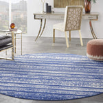 Nourison Whimsicle Tribal Navy Ivory 8' x round Area Rug, Easy Cleaning, Non Shedding, Bed Room, Living Room, Dining Room, Kitchen (8 Round)