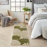 Nourison Aloha Indoor/Outdoor Ivory Green 2' x 6' Area Rug, Easy Cleaning, Non-Shedding, Bed Room, Living Room, Dining Room, Backyard, Patio, Deck (2x6)