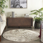 Nourison Aloha Indoor/Outdoor Natural 5'3" x Round Area Rug, Easy Cleaning, Non Shedding, Bed Room, Living Room, Dining Room, Backyard, Deck, Patio (5 Round)