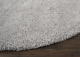 Nourison Malibu Shag Solid Silver Grey 6'7" x ROUND Area-Rug, Easy-Cleaning, Non Shedding, Bed Room, Living Room, Dining Room, Kitchen (7 Round)